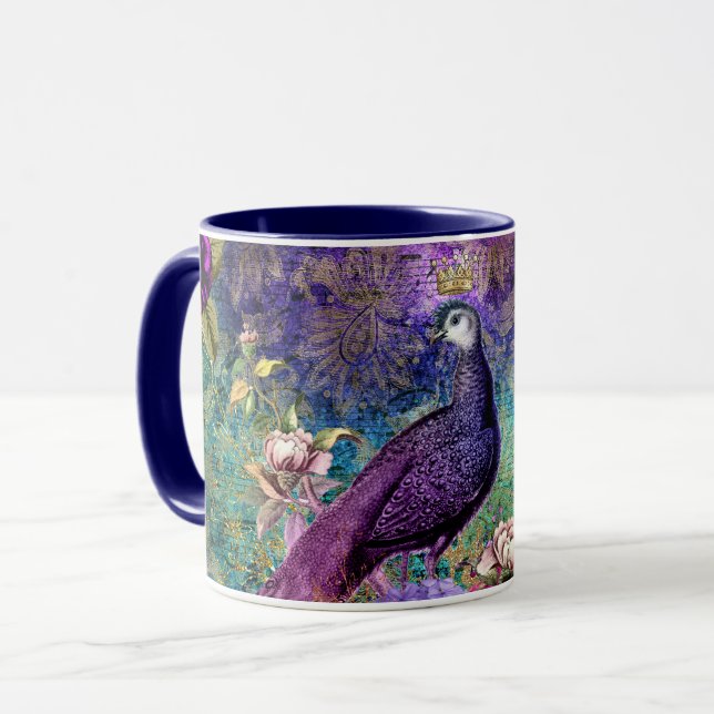 Stunning Custom Monogram Peacock Mug (Front Left)