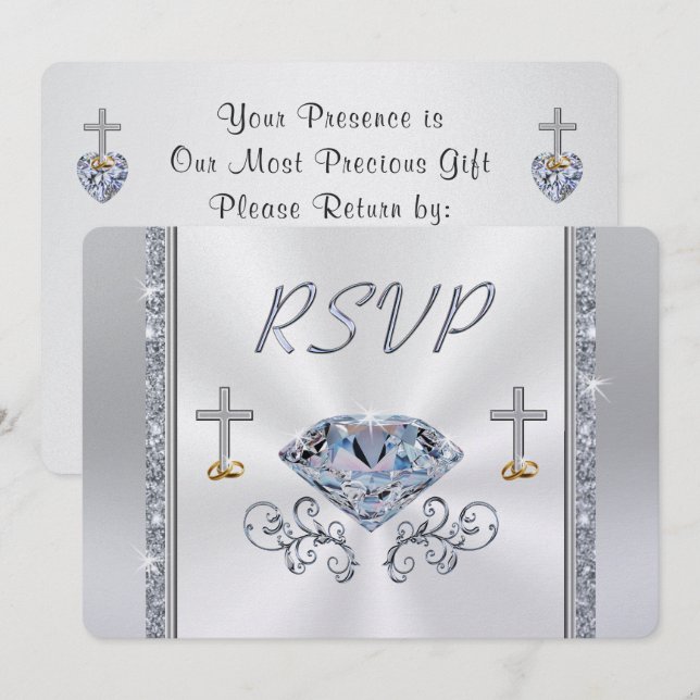 Stunning Customisable Christian Diamond RSVP Cards (Front/Back)