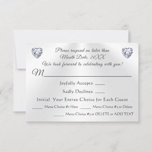 Stunning Customise Wedding, RSVP with Meal Choice Invitation (Front)