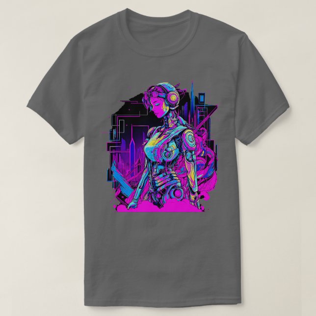 Stunning Cyborg Female  AI  Human Interface Fusion T-Shirt (Design Front)