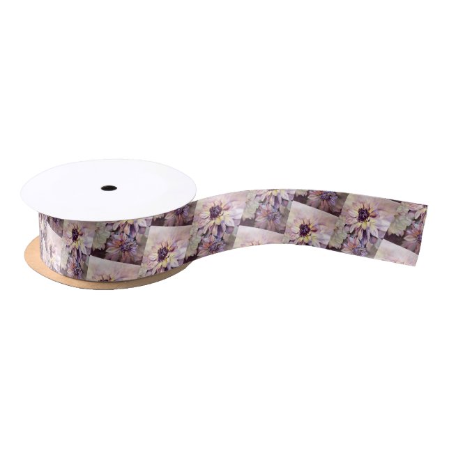 Stunning Dahlia Flowers Satin Ribbon (Spool)