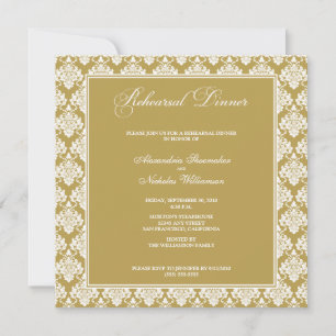 Stunning Damask Rehearsal Dinner Invite (gold)