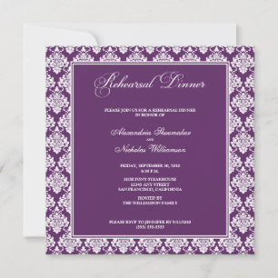 Stunning Damask Rehearsal Dinner Invite (purple)