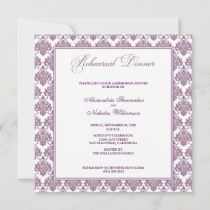 Stunning Damask Rehearsal Dinner Invite (purple)