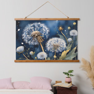Stunning Dandelions in Nightsky AI Art Hanging Tapestry