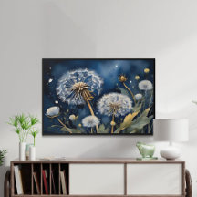 Stunning Dandelions in Nightsky AI Art
