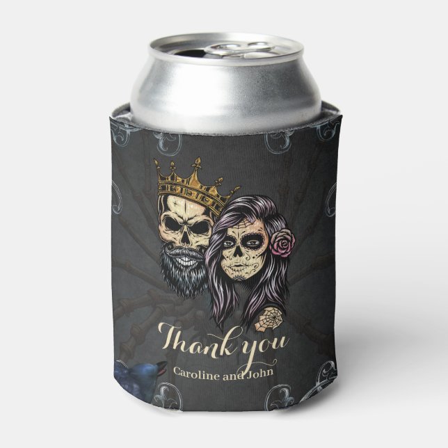 Stunning dark gothic wedding design with skulls  can cooler (Can Front)