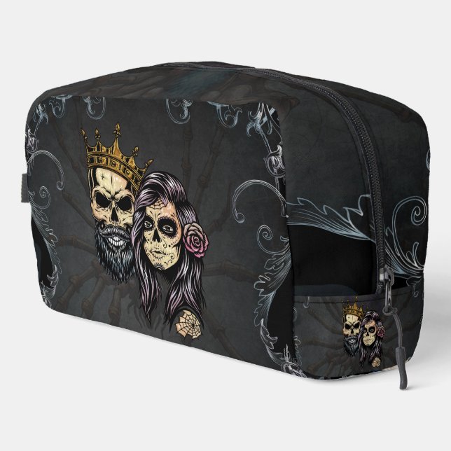 Stunning dark gothic wedding design with skulls  dopp kit (Right Corner)
