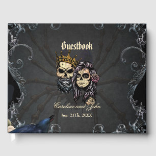 Stunning dark gothic wedding design with skulls  guest book