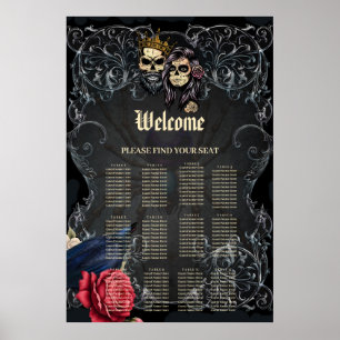 Stunning dark gothic wedding design with skulls poster