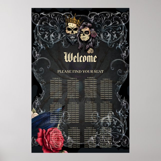Stunning dark gothic wedding design with skulls  poster (Front)
