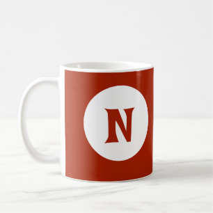 Stunning Dark Red Monogram Initial Coffee Mug