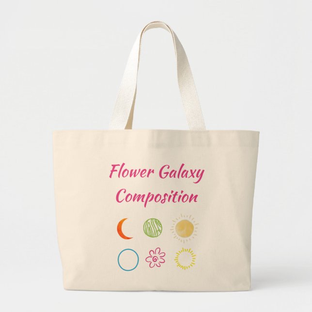 Stunning Design of Flower Galaxy Combination Large Tote Bag (Front)