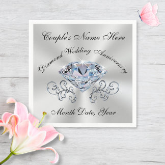 Stunning Diamond Anniversary Napkins in 3 Sizes