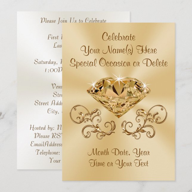 Stunning Diamond Invitations PERSONALIZED (Front/Back)