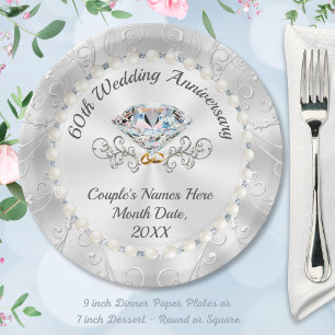 Stunning, Diamond Paper Plates, PERSONALIZED Plate