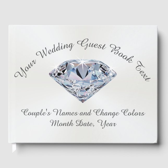 Stunning Diamond Personalised Wedding Guest Book (Front)