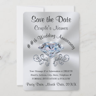 Stunning Diamond, Save the Date Cards, Personalise Invitation