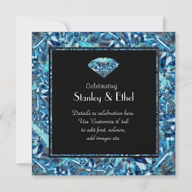 Stunning diamond wedding anniversary invitation 60 (Front)