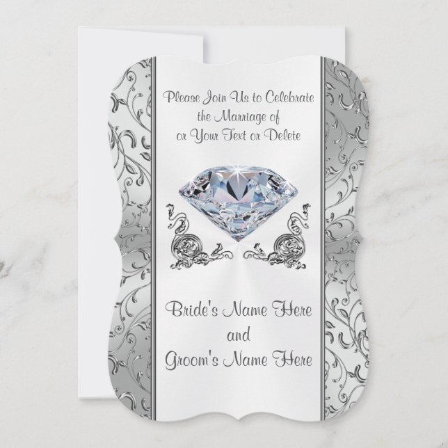 Stunning Diamond Wedding Invitations Your Text (Front)