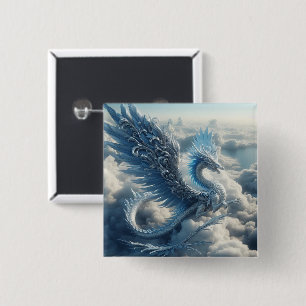 Stunning Dragon Surrounded by Clouds  15 Cm Square Badge
