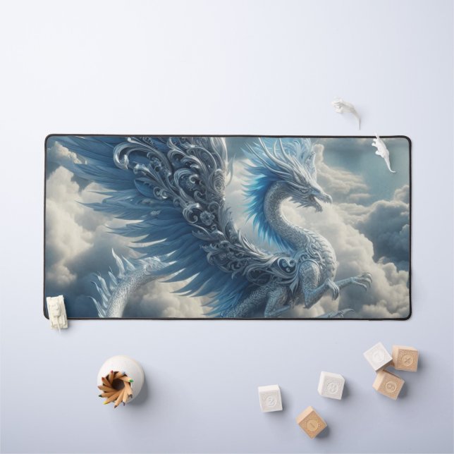 Stunning Dragon Surrounded by Clouds  Desk Mat (Kids Table)