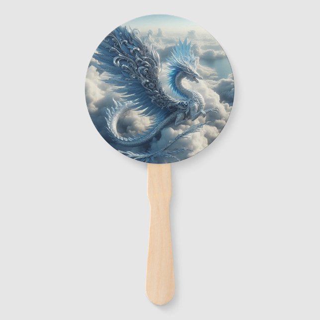 Stunning Dragon Surrounded by Clouds  Hand Fan (Front)