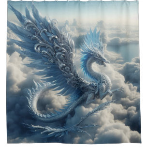 Stunning Dragon Surrounded by Clouds  Shower Curtain