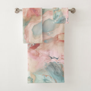 STUNNING EARTH MARBLE SWIRL BATHROOM TOWEL SET