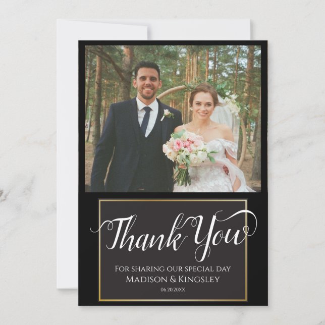 Stunning Edgy Black Gothic Minimal Thank You Card (Front)