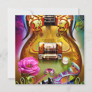 Stunning Electric Guitar with Roses Card