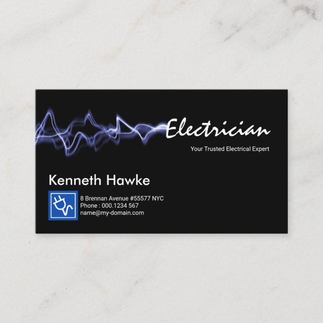 Stunning Electrical Lightning Charge Electrician Business Card (Front)