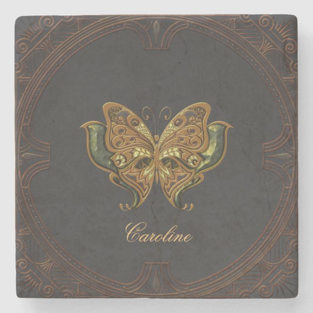 Stunning elegant butterfly. stone coaster (Front)