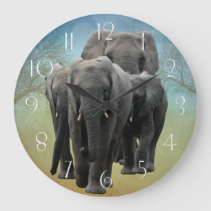 Stunning Elephant Baby Calf Large Clock