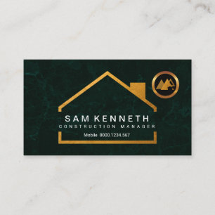 Stunning Emerald Green Grunge Gold Home Contractor Business Card