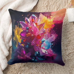 Stunning Explosion of Color Bismuth Crystals Cushion
