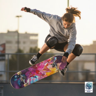 Stunning Explosion of Colour Bismuth Crystals Skateboard