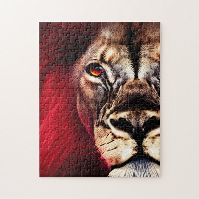 Stunning Fierce Wilderness Male Lion Jigsaw Puzzle (Vertical)