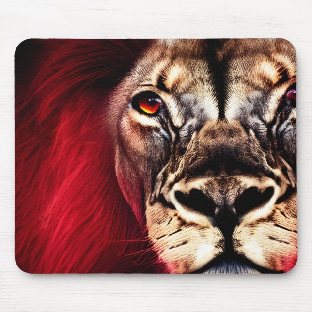 Stunning Fierce Wilderness Male Lion Mouse Mat (Front)