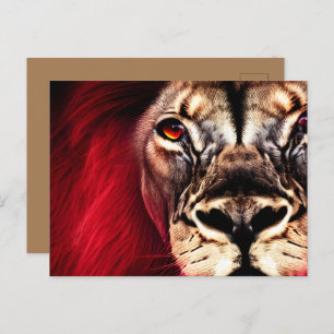 Stunning Fierce Wilderness Male Lion Postcard