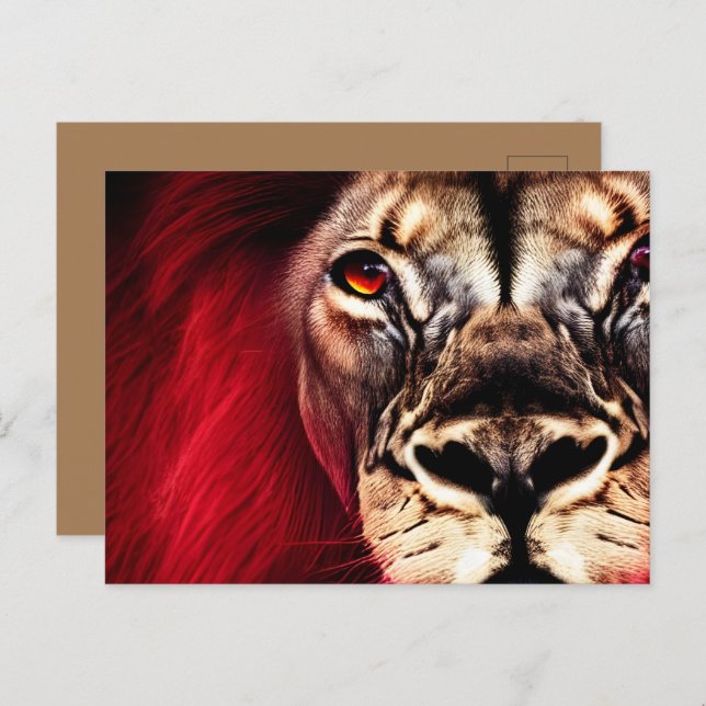 Stunning Fierce Wilderness Male Lion Postcard (Front/Back)