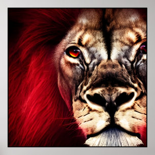 Stunning Fierce Wilderness Male Lion Poster