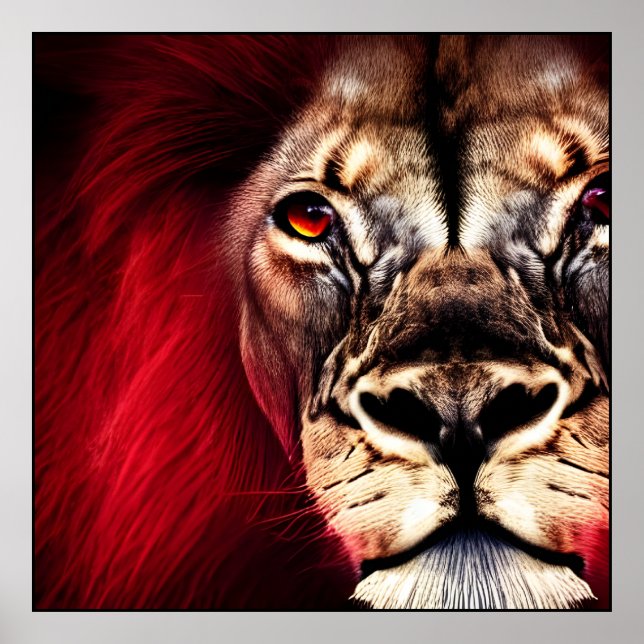Stunning Fierce Wilderness Male Lion Poster (Front)