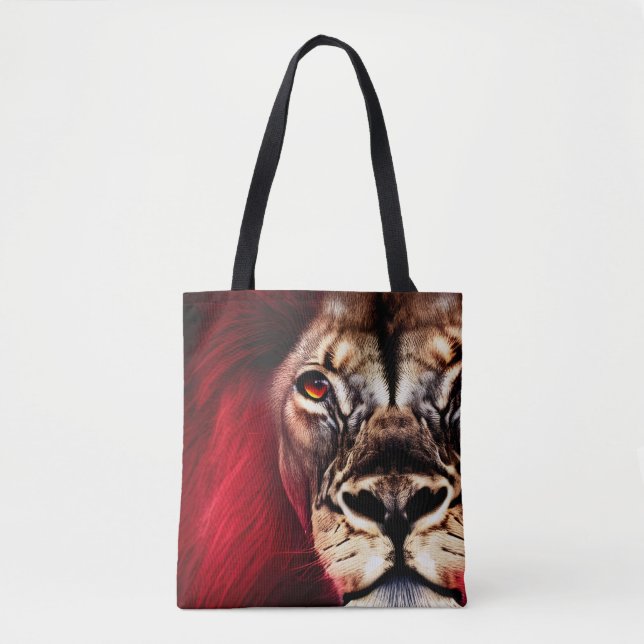 Stunning Fierce Wilderness Male Lion Tote Bag (Front)
