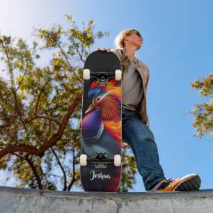 Stunning Flame-boyant Firebird Hot Mandarin Duck Skateboard