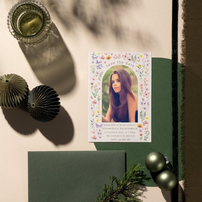 Stunning Floral Arch Quinceañera Custom Photo Invitation (Creator Uploaded)