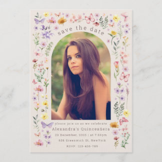 Stunning Floral Arch Quinceañera Custom Photo Invitation