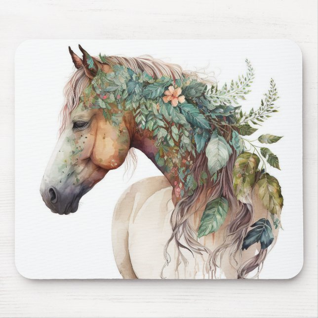 Stunning Floral Horse Mouse Mat (Front)