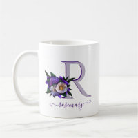 Stunning Floral Lavender White Custom Monogram 