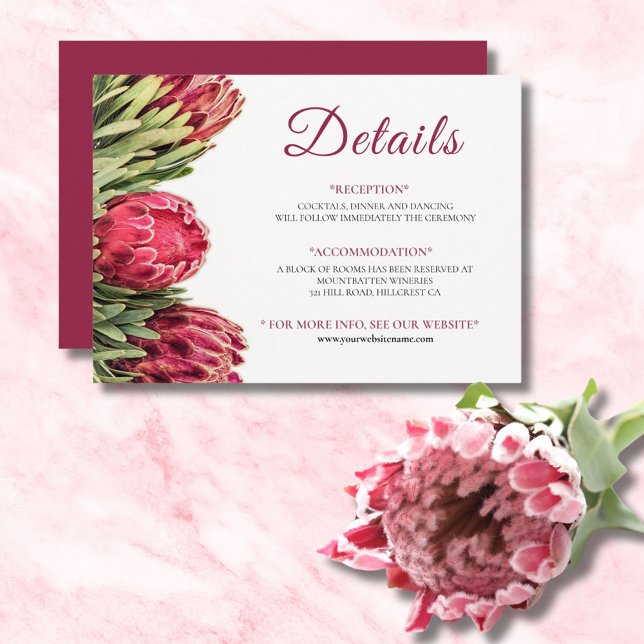 Stunning Floral Pink Protea Wedding Enclosure Card (Creator Uploaded)